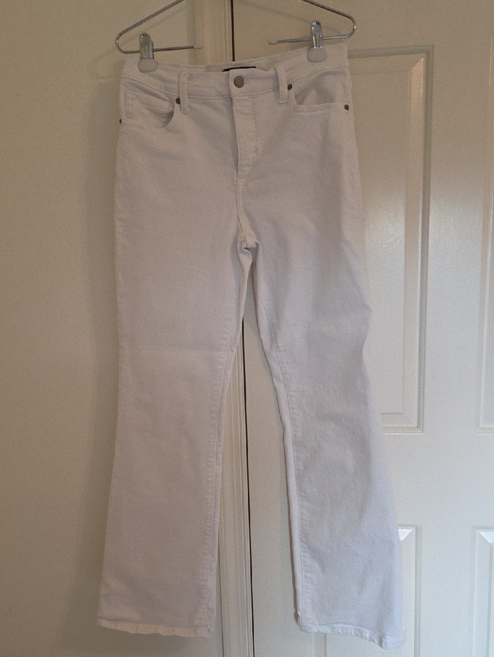 Women's White Flare Jeans - High Waist Wide Leg